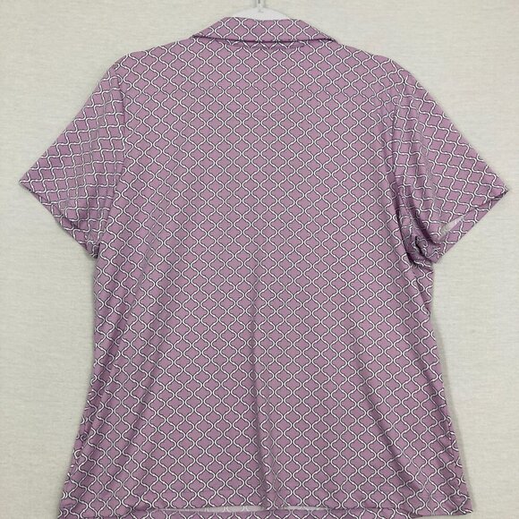 Tail Purple Geometric Print Active Stretch Short Sleeve Polo Shirt size XL - Picture 8 of 9